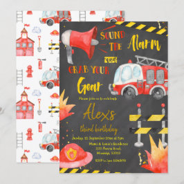 Chalkboard Little Firefighter Boy Birthday Kaart