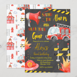 Chalkboard Little Firefighter Boy Birthday Kaart