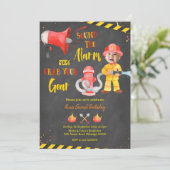 Chalkboard Little Firefighter met foto Kaart (Staand voorkant)