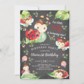 Chalkboard Little Lady Ladybug 1st Birthday Kaart (Voorkant)