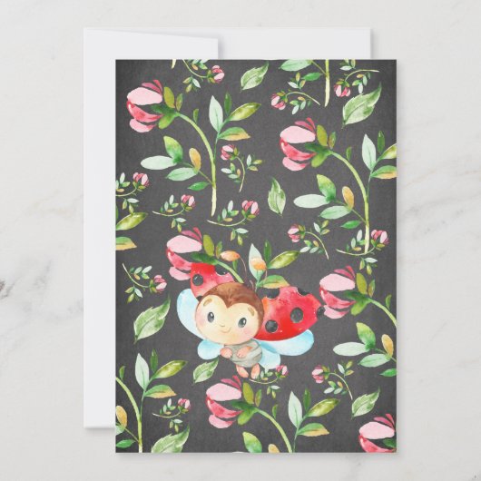 Chalkboard Little Lady Ladybug 1st Birthday Kaart (Achterkant)