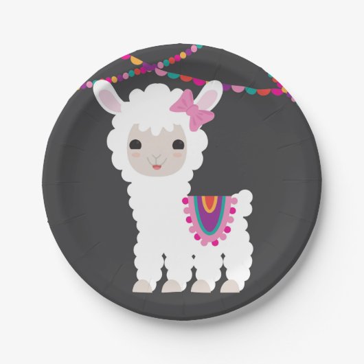 Chalkboard Little Llama Alpaca Party Borden Papieren Bordje (Voorkant)
