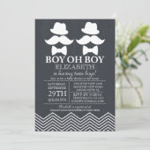 Chalkboard Little Man Mustache TWINS Baby shower Kaart (Staand voorkant)