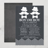 Chalkboard Little Man Mustache TWINS Baby shower Kaart (Voorkant / Achterkant)