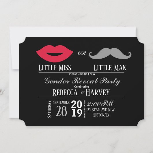 Chalkboard Little man of Little Miss Gender Reveal Kaart (Voorkant)