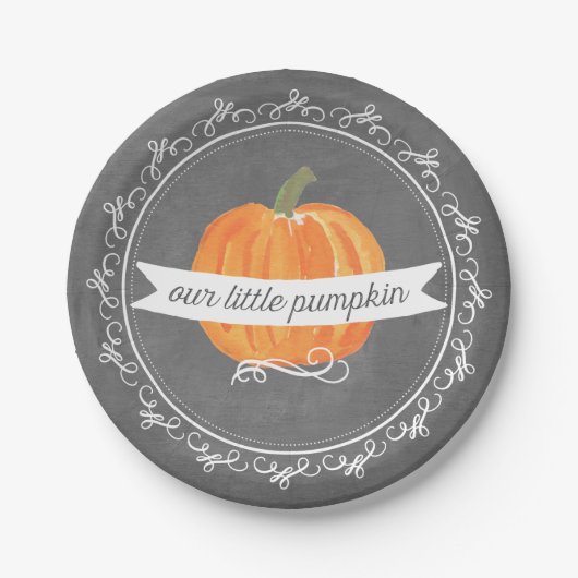 Chalkboard Little Pumpkin Birthday Paper Bord (Voorkant)