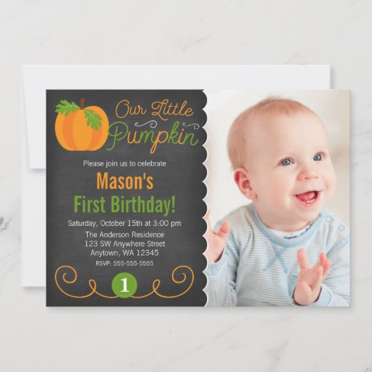 Chalkboard Little Pumpkin Green Sinaasappel Verjaa Kaart (Voorkant)