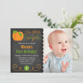 Chalkboard Little Pumpkin Green Sinaasappel Verjaa Kaart (Staand voorkant)