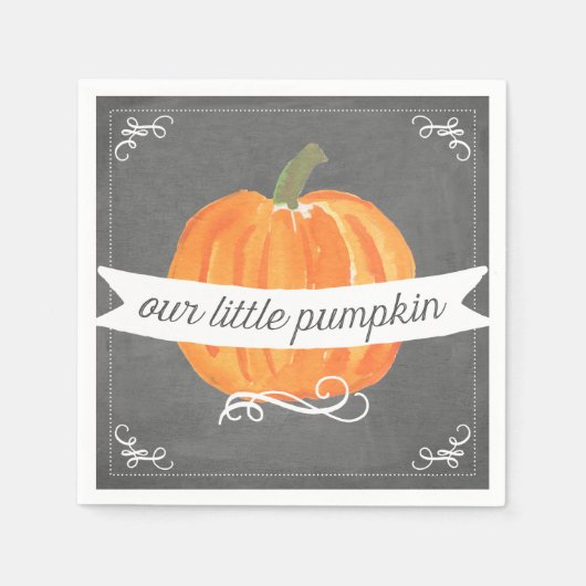 Chalkboard Little Pumpkin Verjaardag Servet (Voorkant)