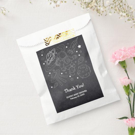 Chalkboard Little Space Explorer Baby shower Bedankzakje (Gezegeld)