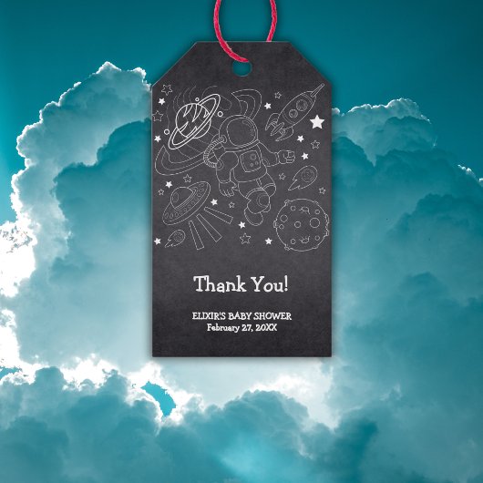 Chalkboard Little Space Explorer Baby shower Cadeaulabel