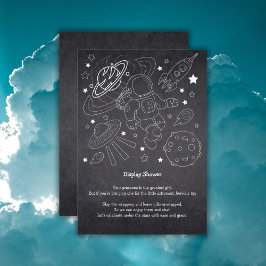 Chalkboard Little Space Explorer Baby shower Informatiekaartje