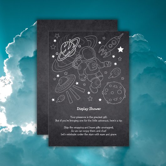 Chalkboard Little Space Explorer Baby shower Informatiekaartje