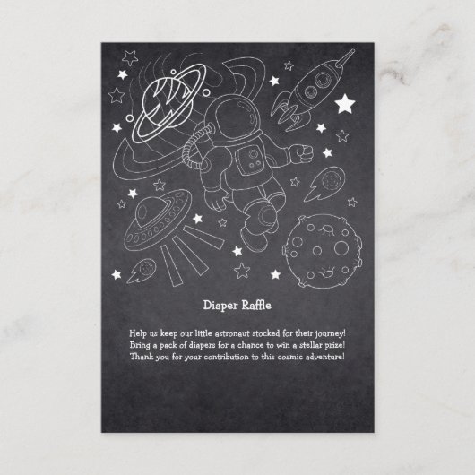 Chalkboard Little Space Explorer Baby shower Informatiekaartje (Voorkant)