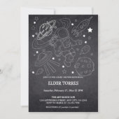 Chalkboard Little Space Explorer Baby shower Kaart (Voorkant)