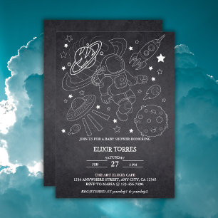 Chalkboard Little Space Explorer Baby shower Kaart