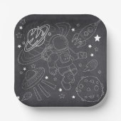 Chalkboard Little Space Explorer Baby shower Papieren Bordje (Voorkant)