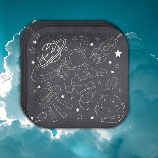 Chalkboard Little Space Explorer Baby shower Papieren Bordje