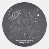 Chalkboard Little Space Explorer Baby shower Ronde Sticker (Voorkant)