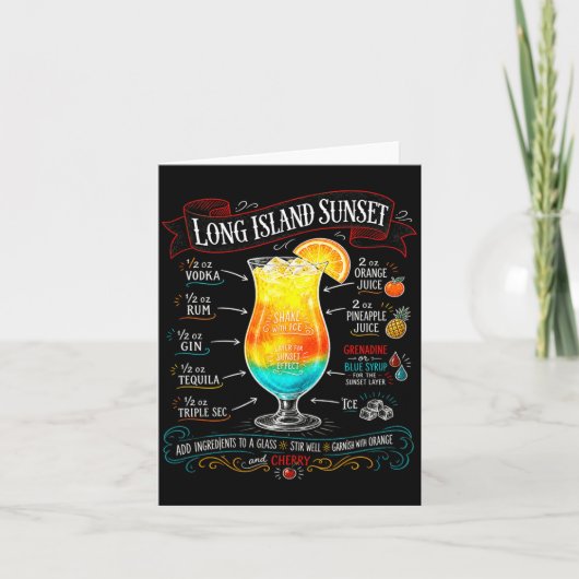 Chalkboard Long Island Sunset tail Recipe Trocal Kaart (Voorkant)