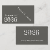 Chalkboard look 2026 - afstuderen naamkaart visitekaartje (Voorkant / Achterkant)
