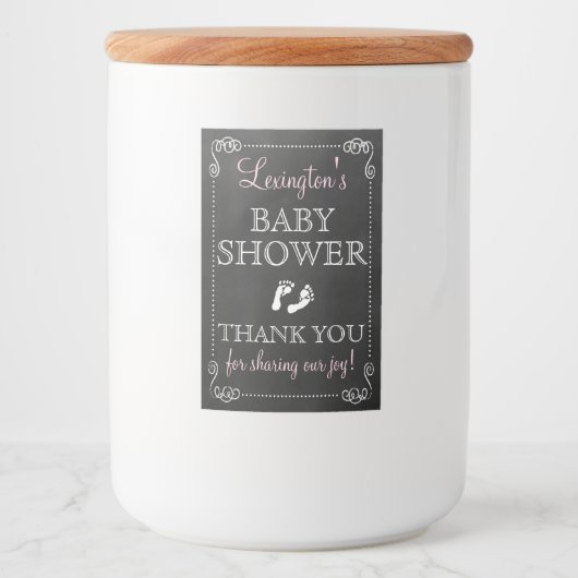 Chalkboard Look Baby shower Bedankt Gast Favor Voedselcontainer Etiket (Voorkant)