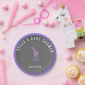 Chalkboard look baby shower - paarse giraffe papieren bordje (Feest)