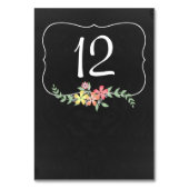 Chalkboard Look Bloemen Trouwtafel Nummer Kaart (Voorkant)