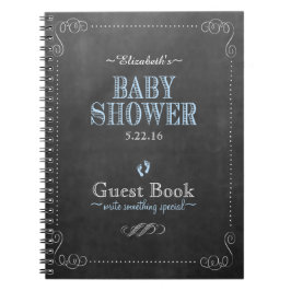 Chalkboard Look Blue Baby shower Gastenboek- Notitieboek