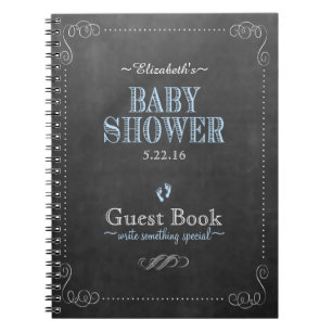 Chalkboard Look Blue Baby shower Gastenboek- Notitieboek
