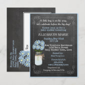 Chalkboard Look Blue Baby shower Invitation | Uitnodiging Briefkaart (Voorkant / Achterkant)