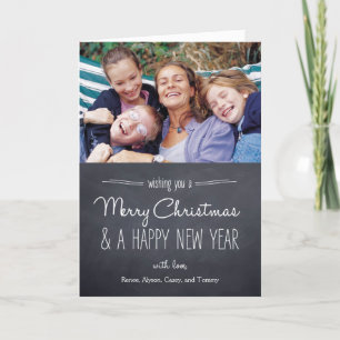 Chalkboard Look Christmas Photo Card Feestdagen Kaart