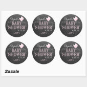 Chalkboard Look en Roze Baby Carriage Baby shower Ronde Sticker (Vel)