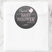 Chalkboard Look en Roze Baby Carriage Baby shower Ronde Sticker (Tas)