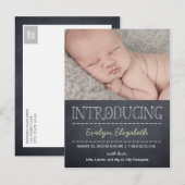 Chalkboard Look Geboorteaankondiging - Groen Aankondigingskaart (Voorkant / Achterkant)