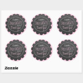 Chalkboard look grillig roze Baby shower gunst Ronde Sticker (Vel)