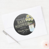 Chalkboard Look Mason Jar- Geel Baby shower Ronde Sticker (Envelop)