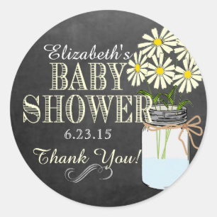 Chalkboard look Mason Jar-Yellow Baby shower Ronde Sticker