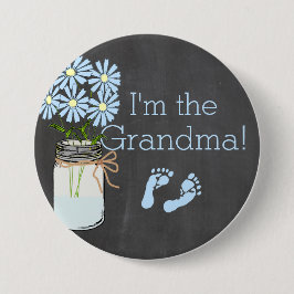 Chalkboard look Masson Jar Blue Ik ben de oma Ronde Button 7,6 Cm