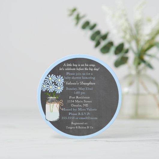 Chalkboard look met Mason Jar Round Kaart (Staand voorkant)