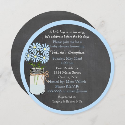 Chalkboard look met Mason Jar Round Kaart (Voorkant / Achterkant)