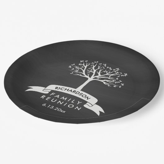 Chalkboard look met Tree Family Reunion Papieren Bordje (Gekanteld)