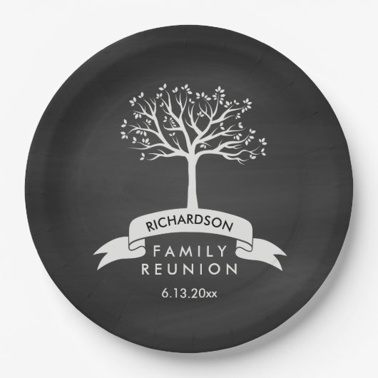 Chalkboard look met Tree Family Reunion Papieren Bordje (Voorkant)