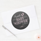 Chalkboard Look Roze Baby shower Ronde Sticker (Envelop)