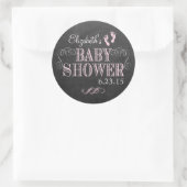 Chalkboard Look Roze Baby shower Ronde Sticker (Tas)