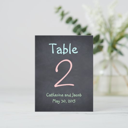 Chalkboard Look Trouwtafel Nummer Kaart (Staand voorkant)