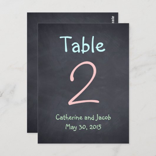 Chalkboard Look Trouwtafel Nummer Kaart (Voorkant / Achterkant)