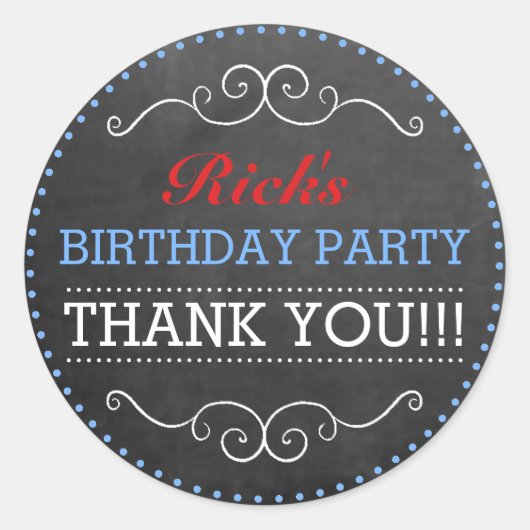 Chalkboard Look  Typografie Verjaardagsfeest Ronde Sticker (Voorkant)