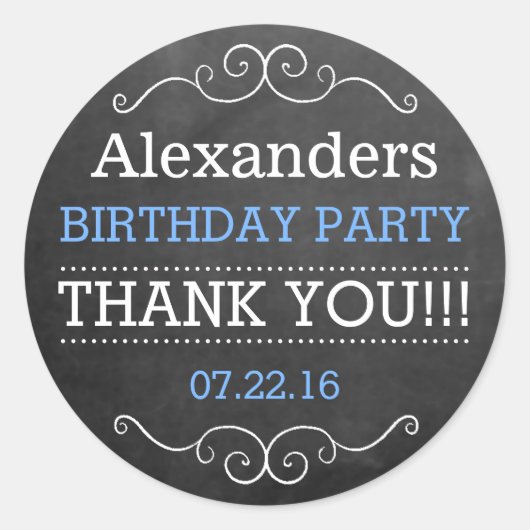 Chalkboard look - Verjaardagsfeestje Ronde Sticker (Voorkant)
