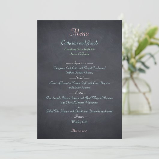 Chalkboard Look Wedding Menu Kaart (Staand voorkant)